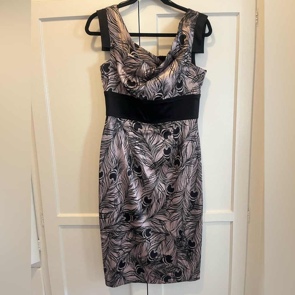 Maggy London Black and Cream Cocktail Dress NWOT